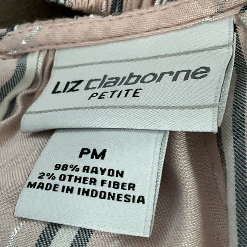 Liz Claiborne Women's Petite Pullover Blouse in pink with striped glitter🇺🇸 - Picture 6 of 7